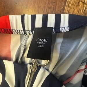 Striped Wide-Leg Pants in Red, Black, and White